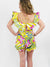 floral yellow and pink romper from back