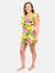 floral yellow and pink romper from front