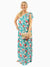 one shoulder tropical patterned Buddy Love dress with sequined clutch