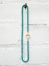 pave clasp choker with turquoise chain