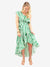 green brush stroke wrap dress from front