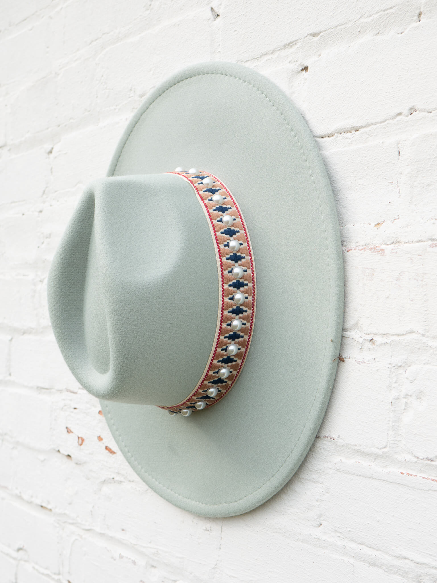 Ivory Mint Green Felt Wide Brim Hat NWT!! Mint Fedora Hat - Etsy main image 4
