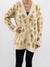 cheetah beige cardigan from front on model