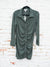 suede ruched dress in green