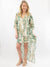 green and cream high-low snake print dress