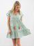 sage ruffle sleeve dress from front