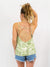 green snake print strappy tank from back