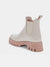patent ivory rain boots from back