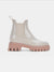 patent ivory rain boots from side