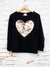 Black top with rose gold sequin heart