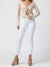 white high rise denim jeans from front