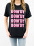 black graphic tee with pink font howdy