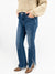 dark wash flare jeans from front