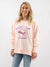 blush pullover with let's go girls sequin details on front