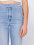 high rise light wash flare jeans up close