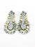 metal earrings in gold and silver with beads and diamonds