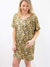 gold metallic cheetah shift dress on model from front