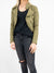 crop suede jacket in olive from front
