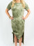 tie dye midi dress in olive from front