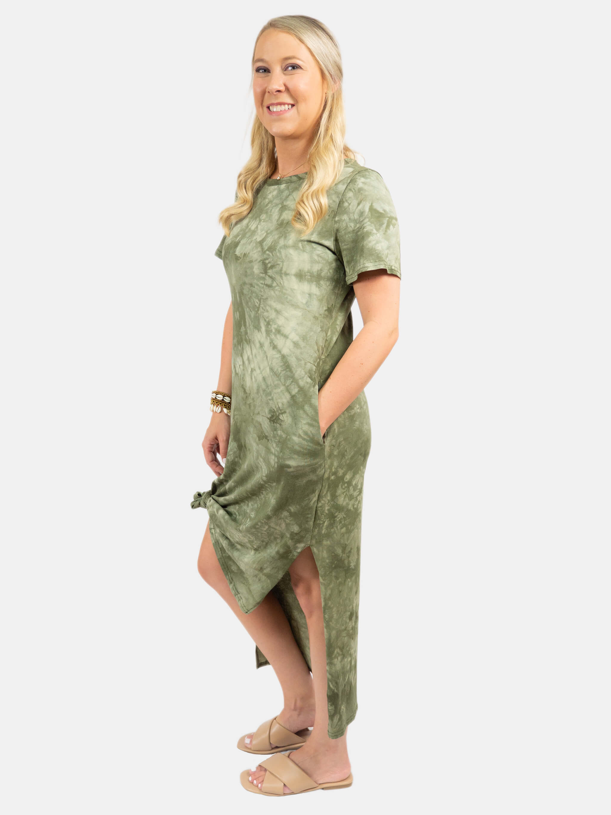 Tie-Dye Midi Dress Olive / S