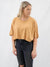 tan flowy crop tee from front