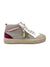 olive and pink high top sneaker from side