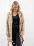 tan plaid coat with tie from front