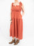 smocked rust midi dress from front
