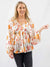 ivory floral balloon sleeve top from front