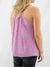 lavender and hot pink spot top from back