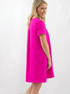 v-neck hot pink shift dress from side