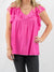 linen pink ruffle sleeve top