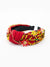 fabric knot flower jeweled headband in red