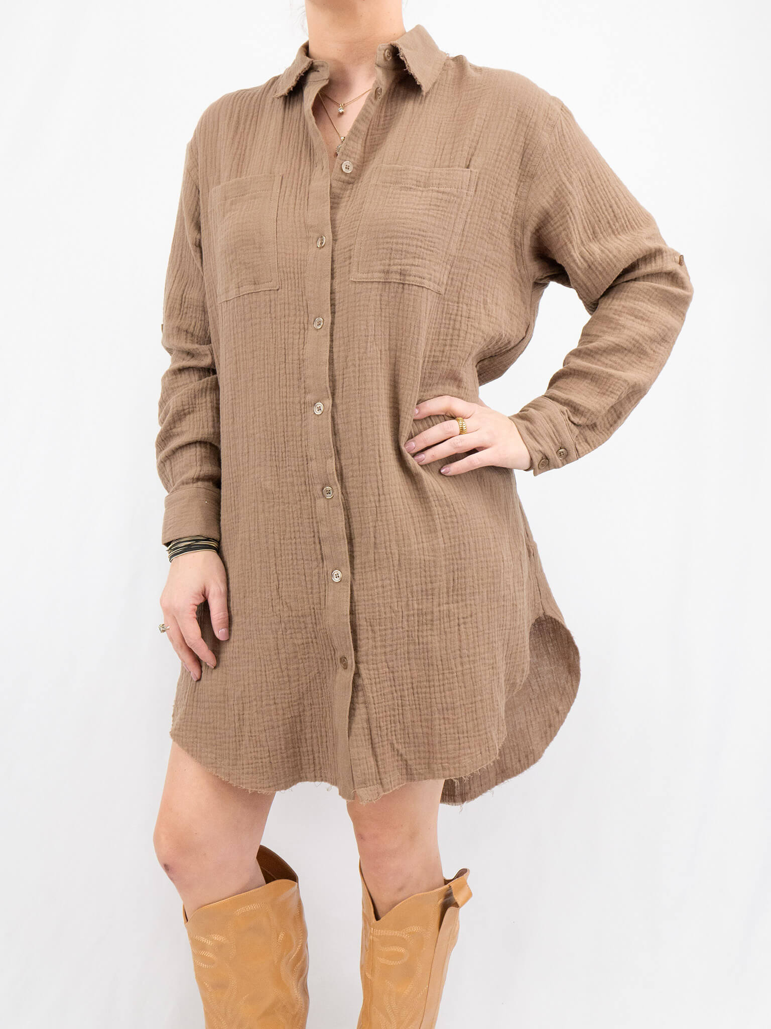 Oversized Brown Shirt Dress M Oversized Brown Shirt Dress M