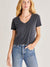 classic skimmer crop tee in black from front