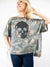skull fringe top in camo from front