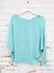 mint off the soulder rib knit top from front