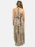high neck snake print maxi dress from back