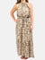 high neck snake print maxi dress from front