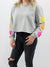 cropped pullover with sequin stars on sleeves