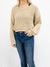 khaki textured crop sweater from front