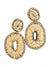 Oval beaded and jeweled earrings in beige