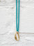 neon  blue enamel necklace with gold carabiner