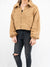fuzzy cropped brown jacket from front
