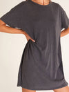 relaxed fit t shirt dress in black up close
