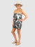 tie dye ruffled top black romper paired with straw sun hat