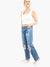 loose boyfriend jeans from the front with crop top