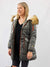 velvet winter jacket on model from front
