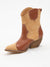 tan suede western botties with brown croc detail from side 