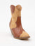 tan suede western botties with brown croc detail from front